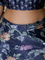 Beautiful Navy Blue Color Chinon Fabric Casual Saree