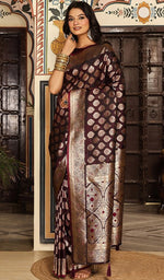 Beautiful Maroon Color Silk Fabric Partywear Saree