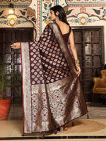 Beautiful Maroon Color Silk Fabric Partywear Saree