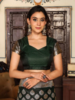 Beautiful Green Color Silk Fabric Partywear Saree