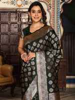 Beautiful Green Color Silk Fabric Partywear Saree