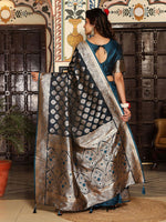 Beautiful Teal Color Silk Fabric Partywear Saree