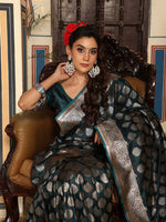 Beautiful Green Color Silk Fabric Partywear Saree