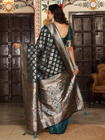 Beautiful Green Color Silk Fabric Partywear Saree