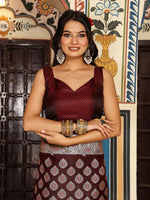 Beautiful Wine Color Silk Fabric Partywear Saree