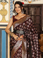 Beautiful Wine Color Silk Fabric Partywear Saree