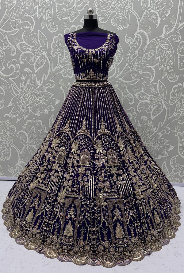 Charming Purple Color Net Fabric Party Wear Lehenga