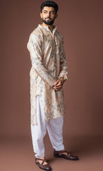 Amazing Cream Color Viscose Fabric Kurta Pajama