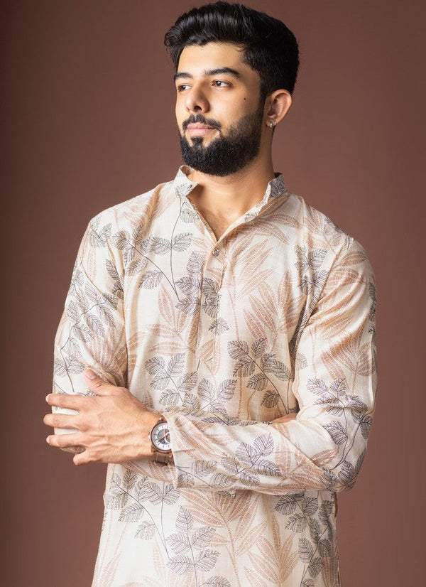 Amazing Cream Color Viscose Fabric Kurta Pajama