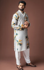 Amazing Grey Color Viscose Fabric Kurta Pajama