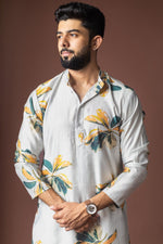 Amazing Grey Color Viscose Fabric Kurta Pajama