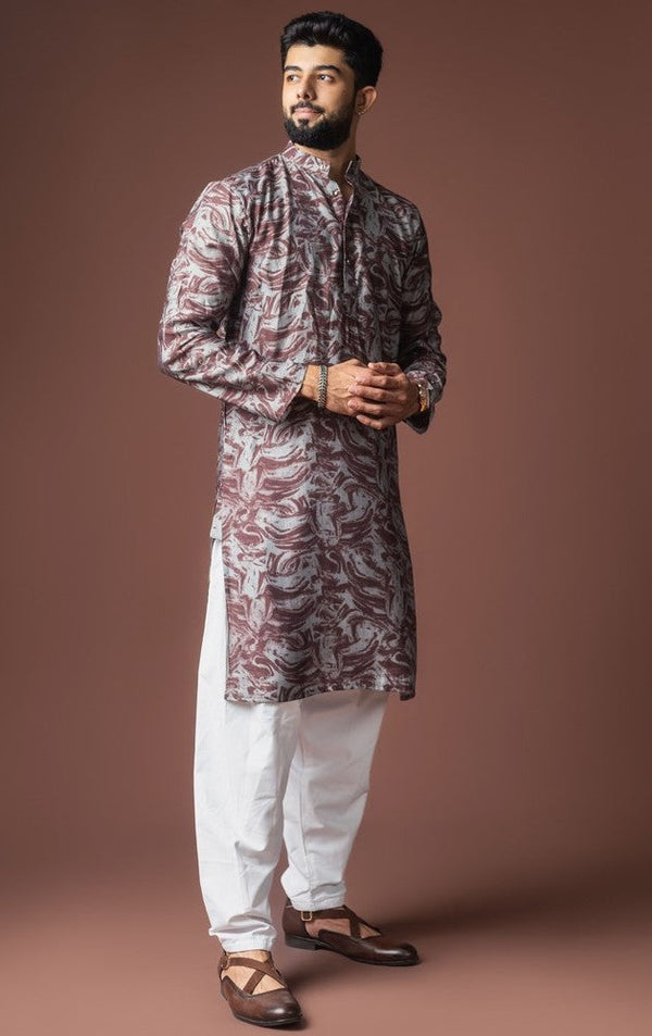 Amazing Wine Color Viscose Fabric Kurta Pajama