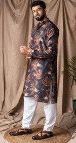 Amazing Black Color Viscose Fabric Kurta Pajama