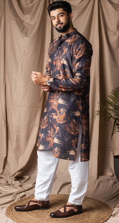 Amazing Black Color Viscose Fabric Kurta Pajama