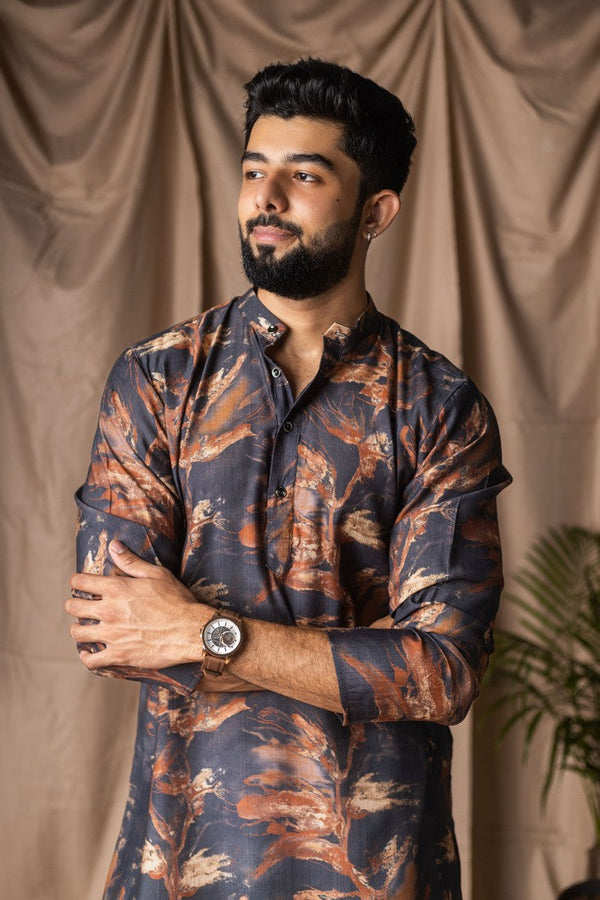 Amazing Black Color Viscose Fabric Kurta Pajama