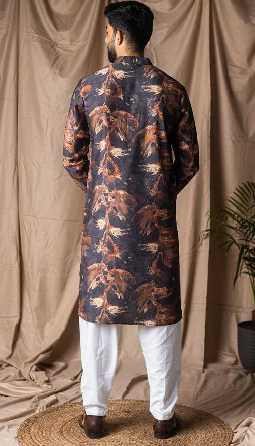 Amazing Black Color Viscose Fabric Kurta Pajama