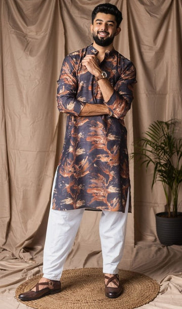 Amazing Black Color Viscose Fabric Kurta Pajama