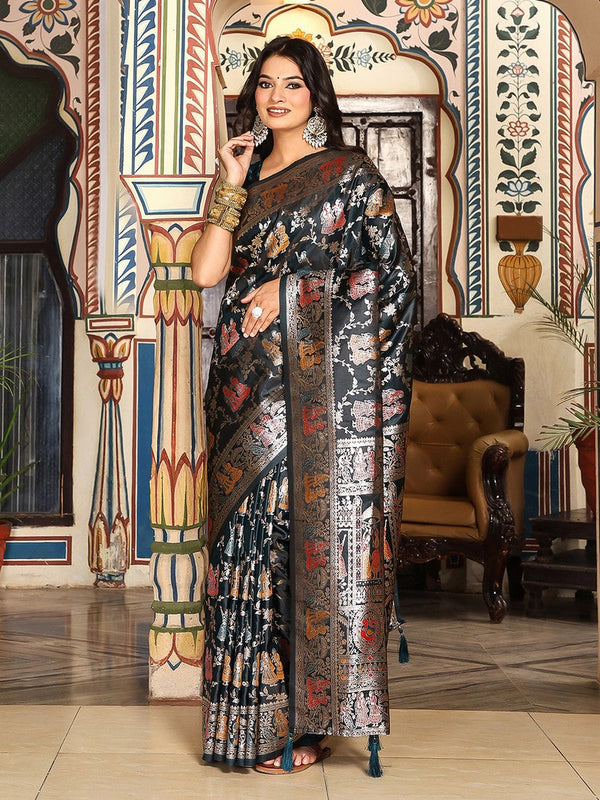 Amazing Green Color Silk Fabric Partywear Saree