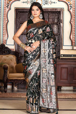 Amazing Green Color Silk Fabric Partywear Saree