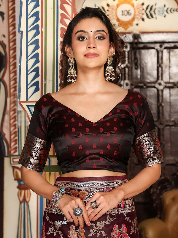Amazing Maroon Color Silk Fabric Partywear Saree