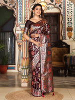 Amazing Maroon Color Silk Fabric Partywear Saree