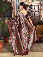 Amazing Maroon Color Silk Fabric Partywear Saree