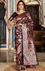Amazing Maroon Color Silk Fabric Partywear Saree
