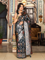 Amazing Teal Color Silk Fabric Partywear Saree