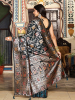Amazing Teal Color Silk Fabric Partywear Saree