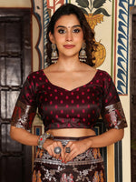 Amazing Brown Color Silk Fabric Partywear Saree