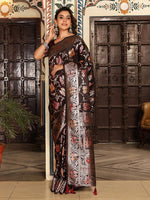 Amazing Brown Color Silk Fabric Partywear Saree