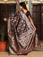 Amazing Brown Color Silk Fabric Partywear Saree