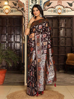 Amazing Wine Color Silk Fabric Partywear Saree