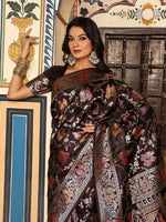 Amazing Wine Color Silk Fabric Partywear Saree