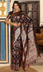 Amazing Wine Color Silk Fabric Partywear Saree