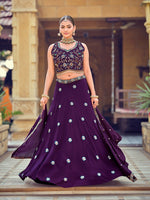 Amazing Voilet Color Georgette Fabric Party Wear Lehenga