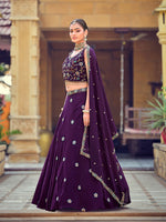 Amazing Voilet Color Georgette Fabric Party Wear Lehenga