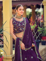 Amazing Voilet Color Georgette Fabric Party Wear Lehenga