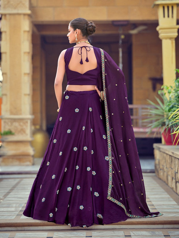 Amazing Voilet Color Georgette Fabric Party Wear Lehenga