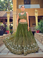Amazing Green Color Net Fabric Party Wear Lehenga