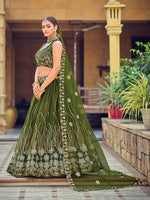 Amazing Green Color Net Fabric Party Wear Lehenga