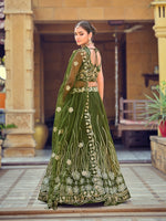 Amazing Green Color Net Fabric Party Wear Lehenga