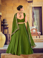 Amazing Green Color Silk Fabric Party Wear Lehenga