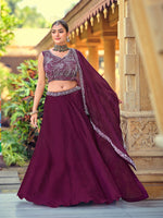 Amazing Voilet Color Silk Fabric Party Wear Lehenga