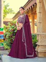 Amazing Voilet Color Silk Fabric Party Wear Lehenga