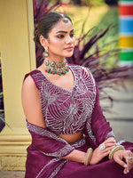 Amazing Voilet Color Silk Fabric Party Wear Lehenga