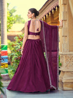 Amazing Voilet Color Silk Fabric Party Wear Lehenga