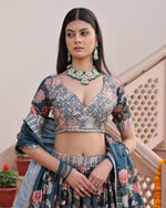 Amazing Green Color Chinon Fabric Party Wear Lehenga