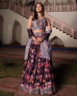 Amazing Wine Color Chinon Fabric Party Wear Lehenga