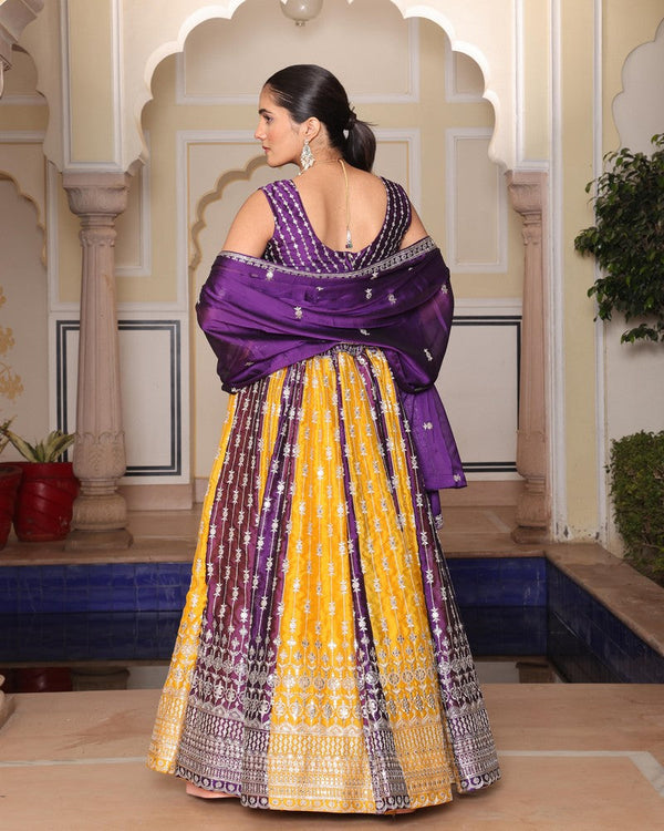 Amazing Multi Color Silk Fabric Party Wear Lehenga